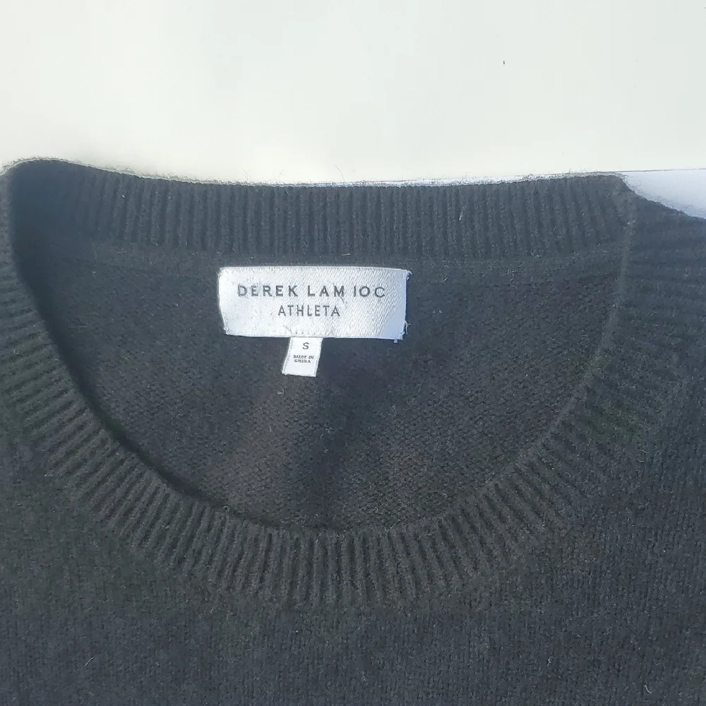 Derek Lam IOC Athleta Cashmere Black and Blue Striped Crewneck Sweater Small